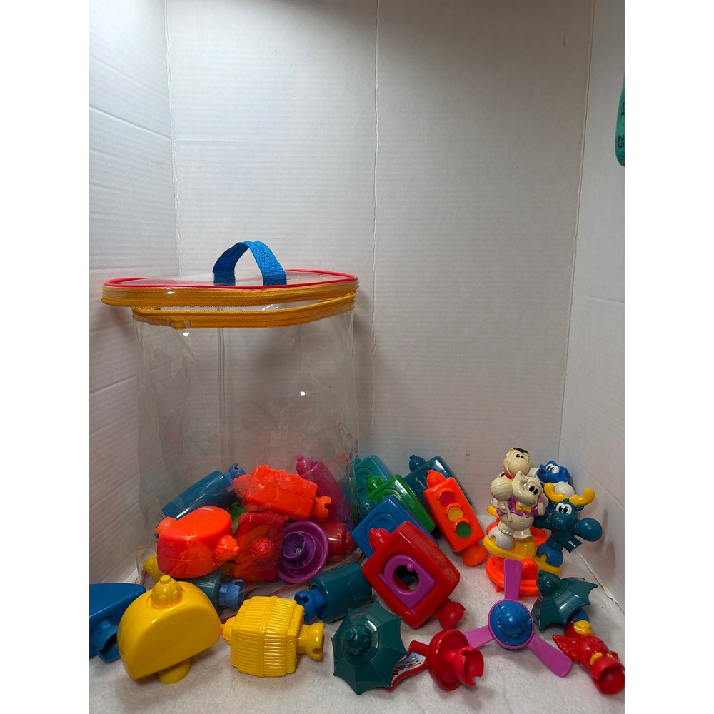 VTG 2004 Fisher Price Pop-Onz Building Blocks Kids‎  Multicolor 30ctToy Set